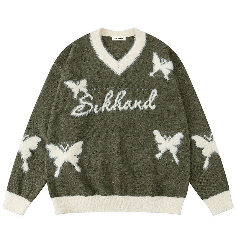 1984® Fleece V-Neck Knit Sweater Butterfly - 1984brand