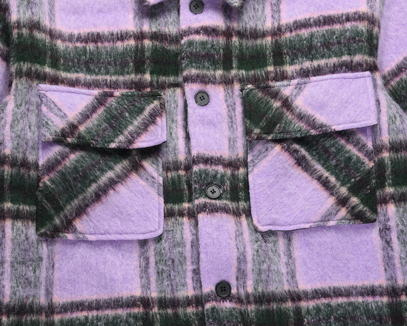 Plaid Mohair Overshirt - Purple H.ESNTLS