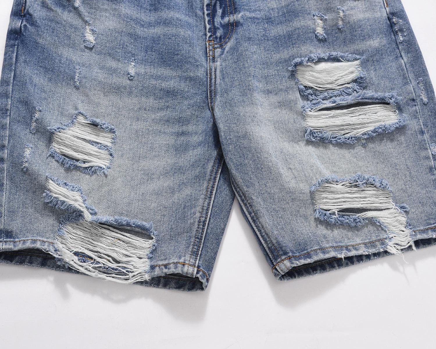 Ripped Denim Shorts v2 - Washed Indigo H.ESNTLS