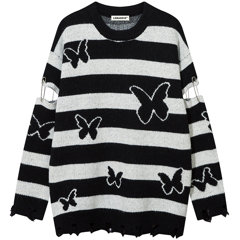 1984® Vintage Striped Knit Sweater Full Butterfly 1984