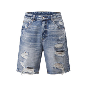 Ripped Denim Shorts v2 - Washed Indigo H.ESNTLS