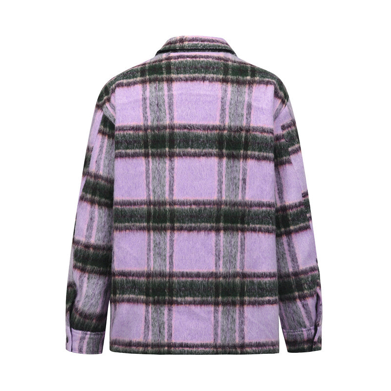 Plaid Mohair Overshirt - Purple H.ESNTLS