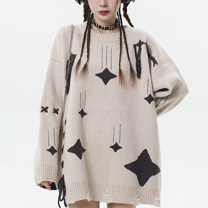 1984® Ripped Knit Sweater Falling Stars - 1984brand