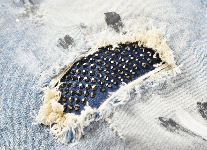 Studded Patch Denim - Washed Indigo Hype+Essentials