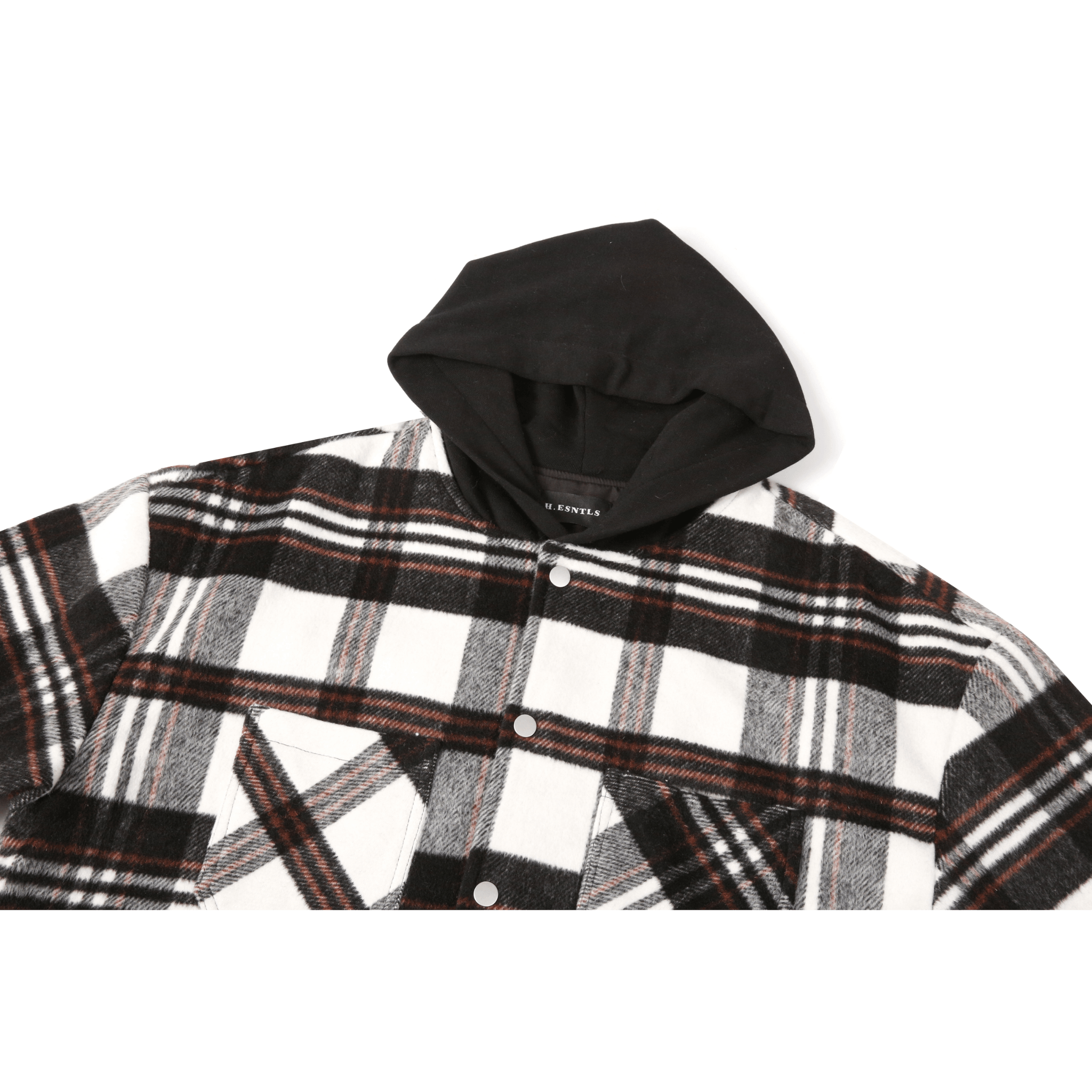 Hooded Flannel Jacket - Cream/Brown H.ESNTLS