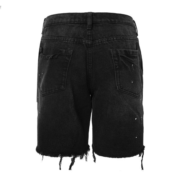 Ripped Denim Shorts - Black Hype+Essential