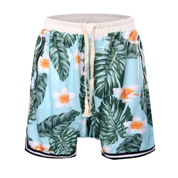 Sports Floral Shorts - Green Hype+Essential