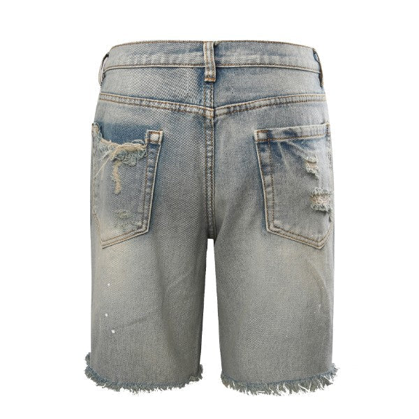 Ripped Denim Shorts - Blue Hype+Essential