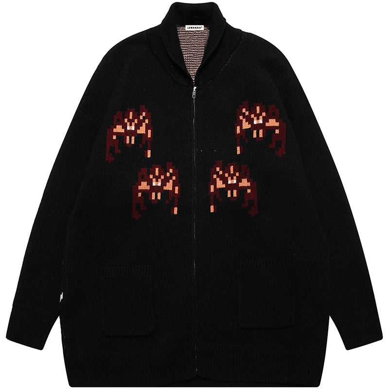 1984® Gothic Spider Zipper Knit Cardigan - 1984brand