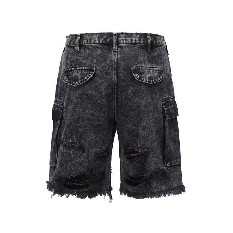 Repaired Denim Cargo Shorts - Black H.ESNTLS