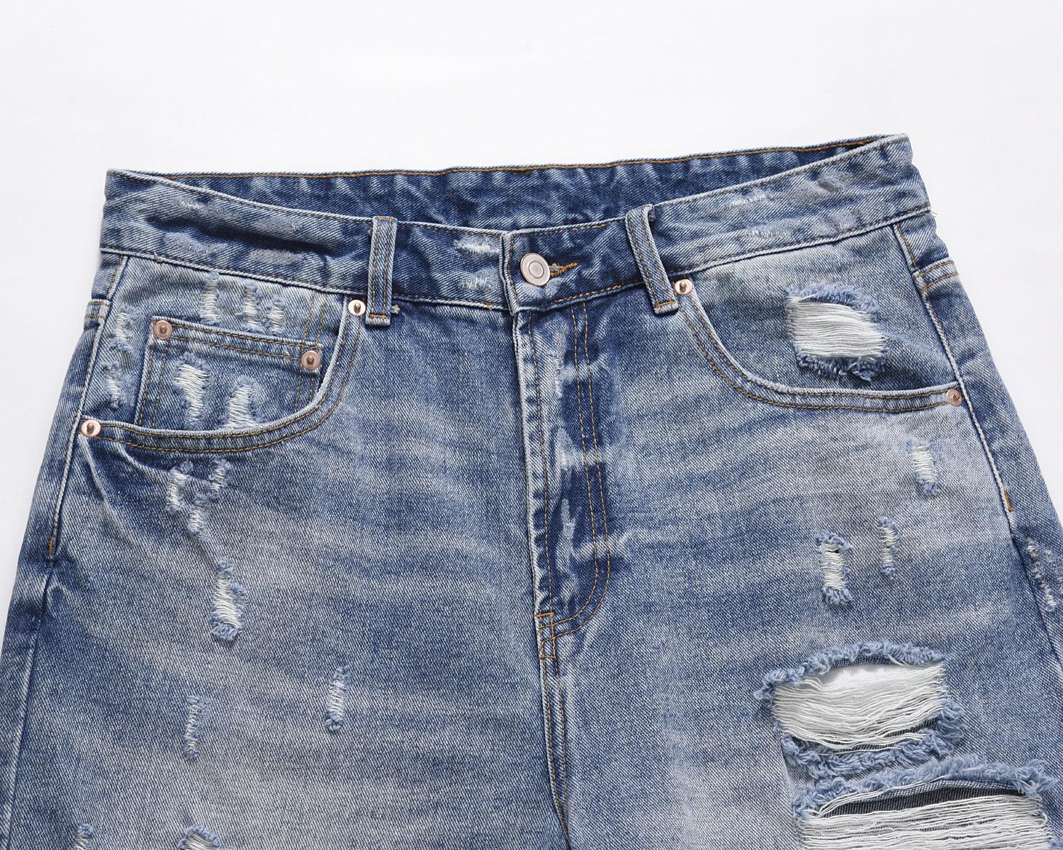 Ripped Denim Shorts v2 - Washed Indigo H.ESNTLS