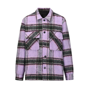 Plaid Mohair Overshirt - Purple H.ESNTLS