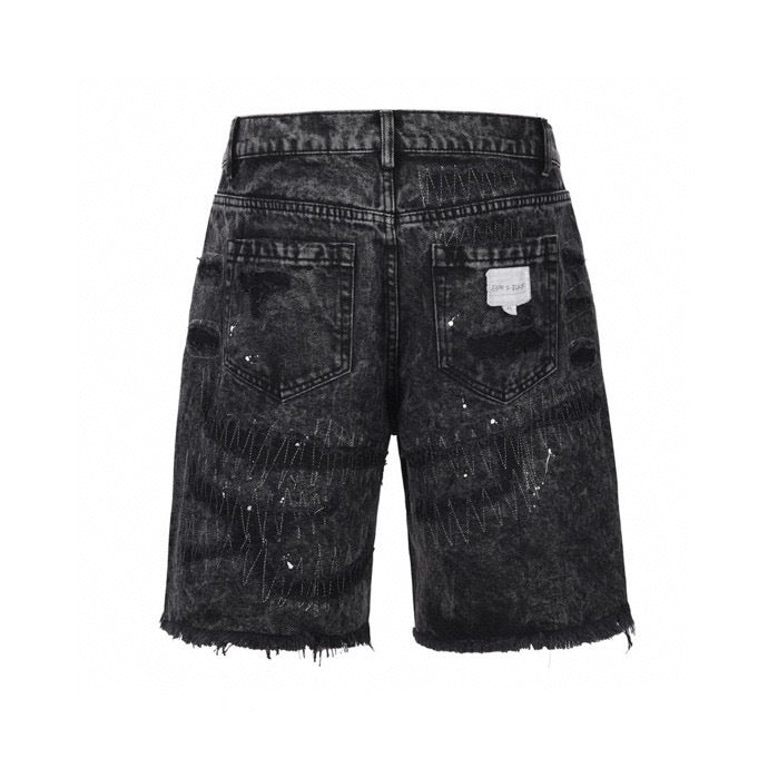 Repaired Denim Shorts - Black H.ESNTLS