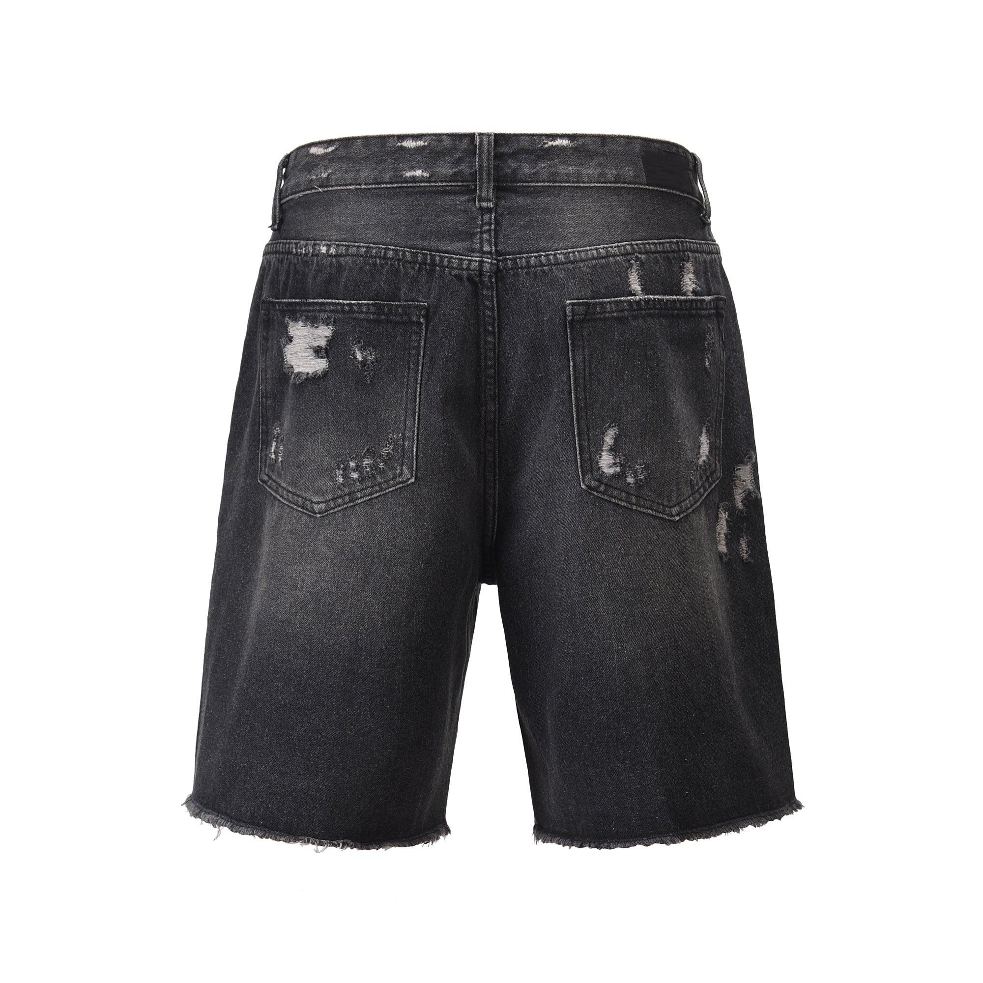 Ripped Denim Shorts v2 - Washed Black H.ESNTLS