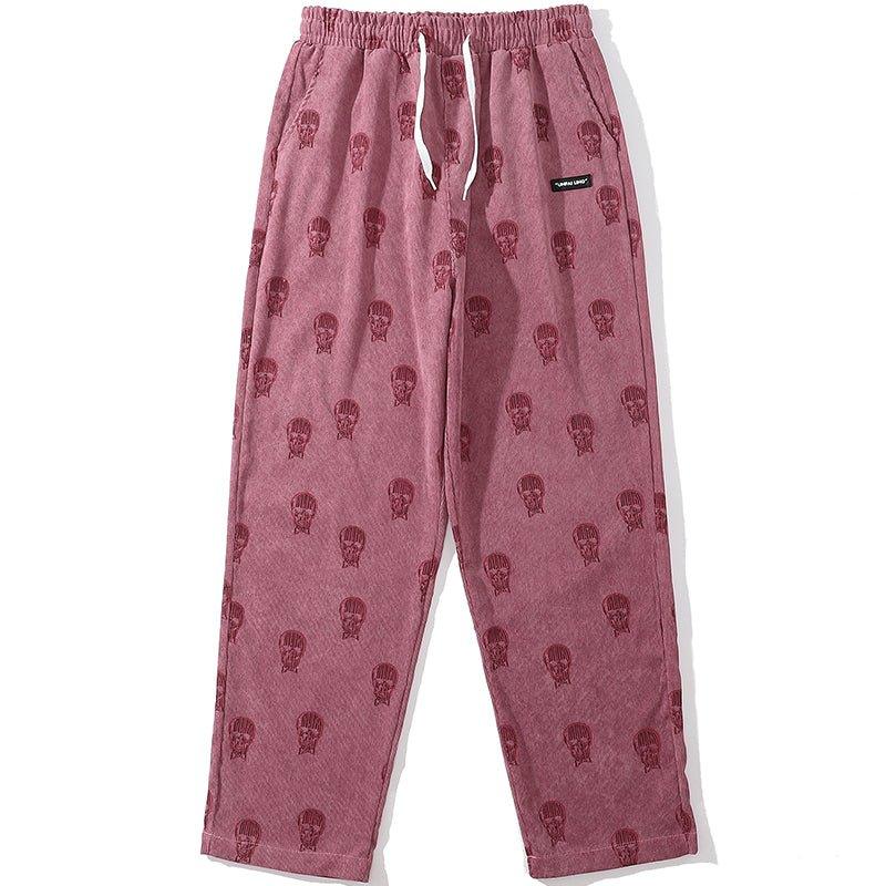 Corduroy Straight Leg Pants Full Skull UNFAILING