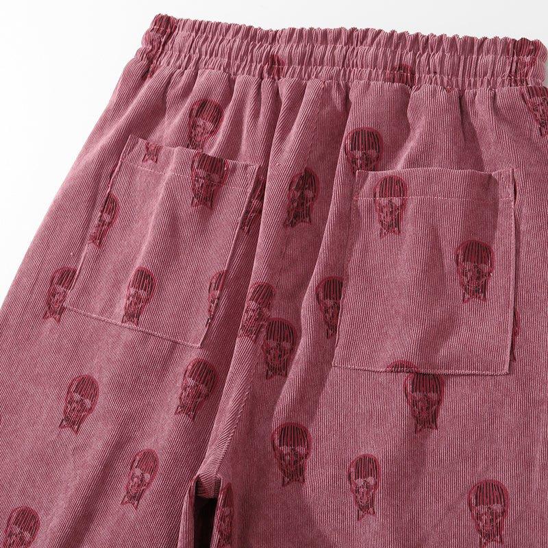 Corduroy Straight Leg Pants Full Skull UNFAILING