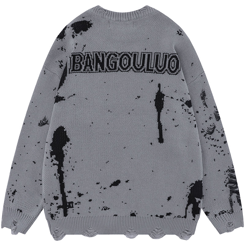 1984® Dark Style Distressed Knit Sweater - 1984brand