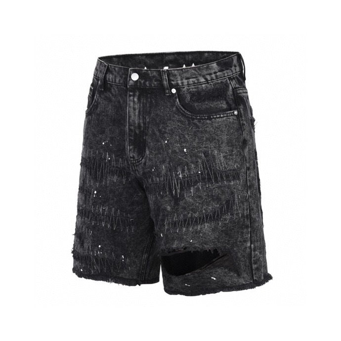 Repaired Denim Shorts - Black H.ESNTLS