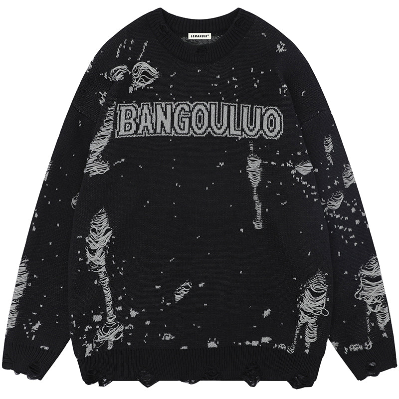 1984® Dark Style Distressed Knit Sweater - 1984brand