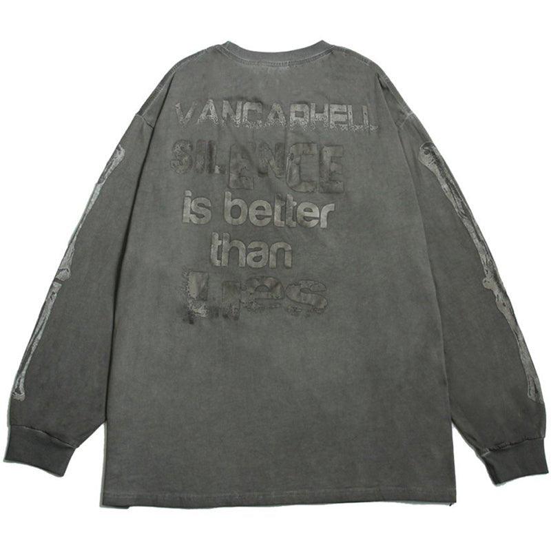 Distressed Sweat Shirt Long Sleeve Skeleton Heart 1688-TIFO