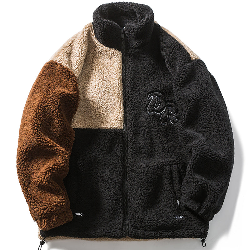 Patchwork Sherpa Winter Coat Color Block 新杭派B429