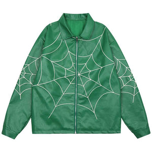 1984® Leather Jacket Embroidered Spider Web - 1984brand