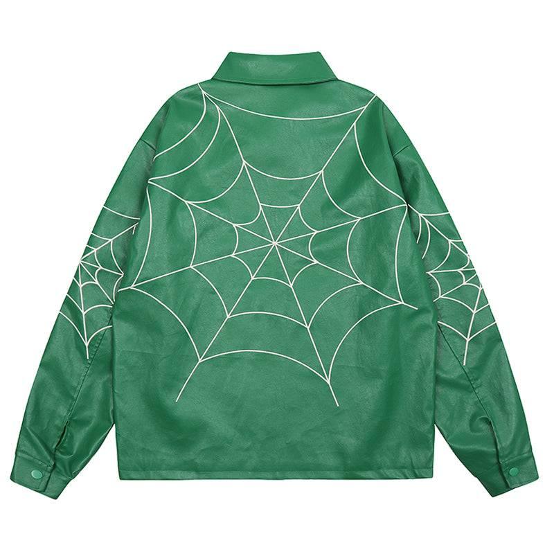 1984® Leather Jacket Embroidered Spider Web - 1984brand