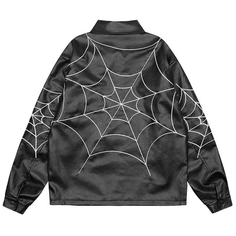 1984® Leather Jacket Embroidered Spider Web - 1984brand