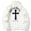 Lemadik Faux Fur Winter Coat Embroidery Cross 1984