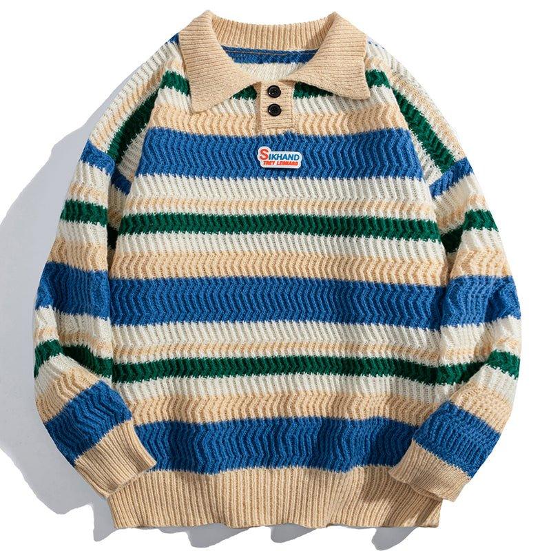 1984 Casual Knitted Sweater Colorful Striped - 1984brand