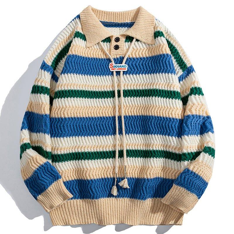 1984 Casual Knitted Sweater Colorful Striped - 1984brand