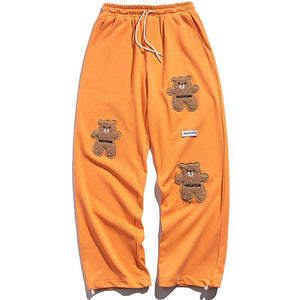 1984 Causal Sweatpants Flocked Bear Z.B总部潮人