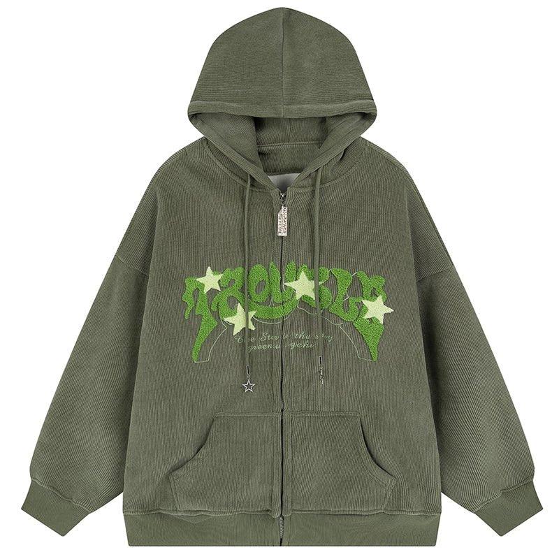 1984 Corduroy Zipper Hoodie Flocked Star 1984