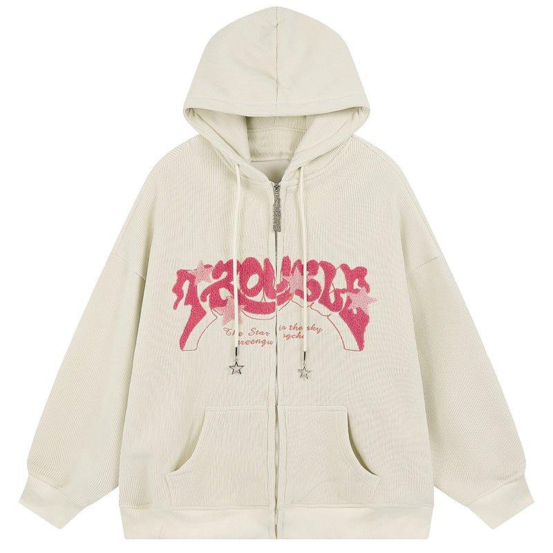 1984 Corduroy Zipper Hoodie Flocked Star 1984