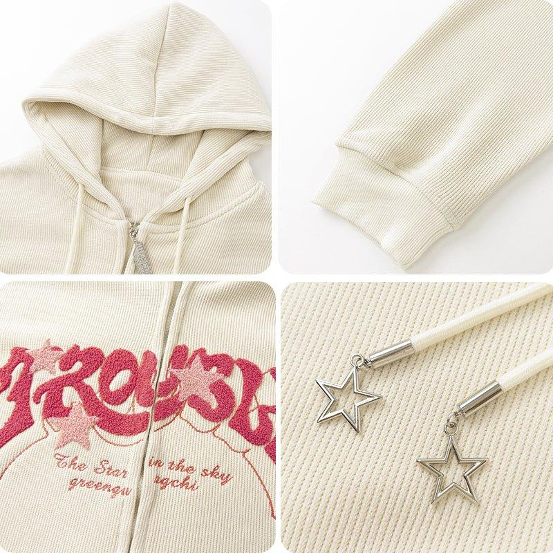 1984 Corduroy Zipper Hoodie Flocked Star 1984
