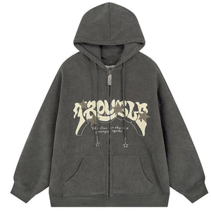 1984 Corduroy Zipper Hoodie Flocked Star 1984
