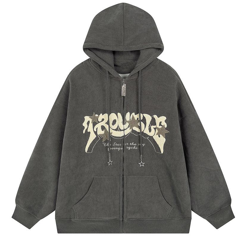 1984 Corduroy Zipper Hoodie Flocked Star 1984