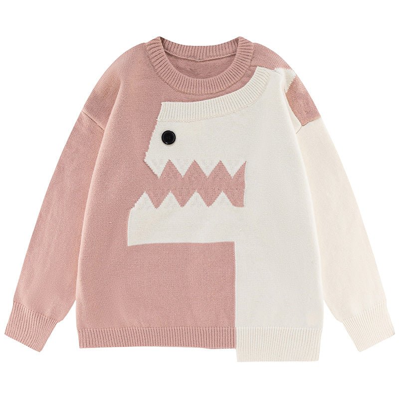 1984 Cute Casual Knit Sweater Dinosaur Patchwork 1984