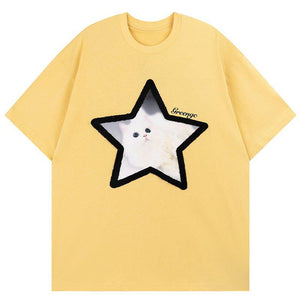 1984 Cute Graphic T-shirt Star Cat 1984