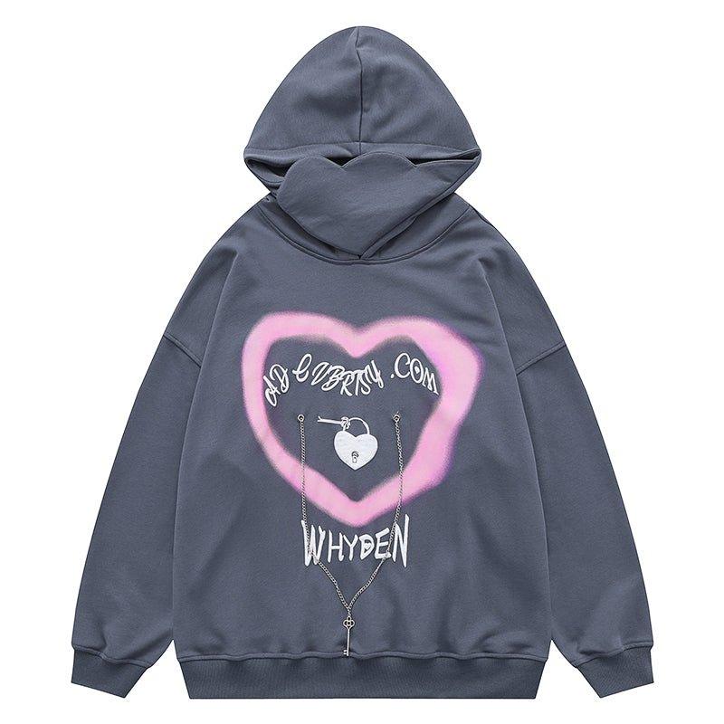 1984 Cute Hoodie Pink Heart Print - 1984brand