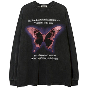 1984 Dark Washed L/S Shirt Butterfly Print 1984