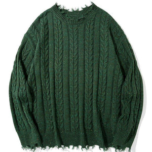 1984 Distressed Cable Knit Sweater 1984