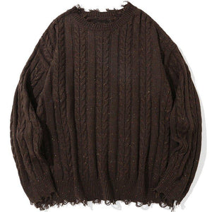 1984 Distressed Cable Knit Sweater 1984