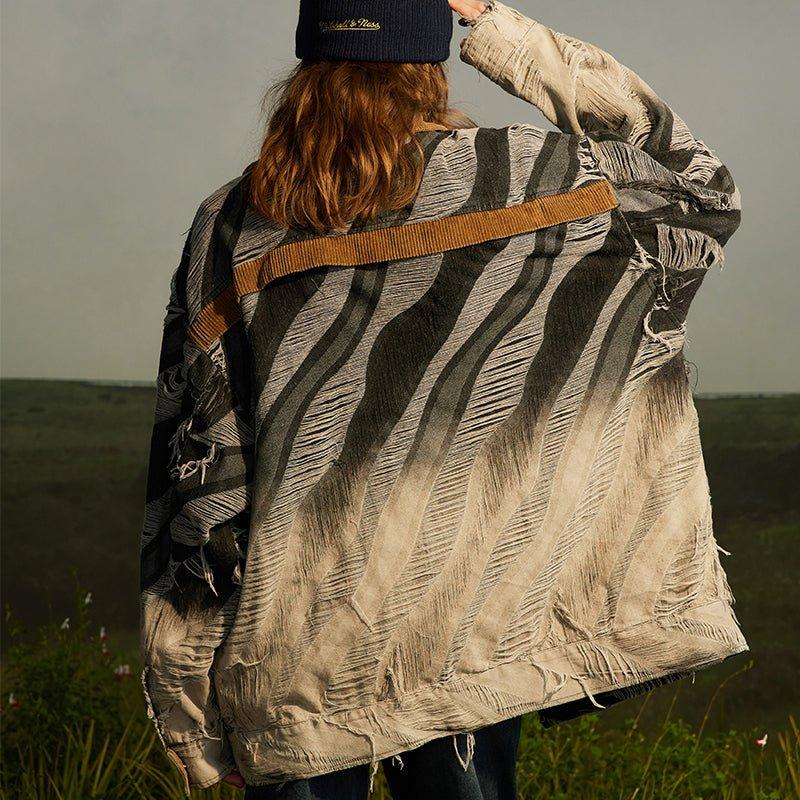 1984 Distressed Denim Jacket Gradient Color 1984