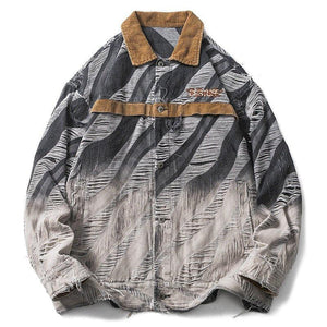 1984 Distressed Denim Jacket Gradient Color 1984