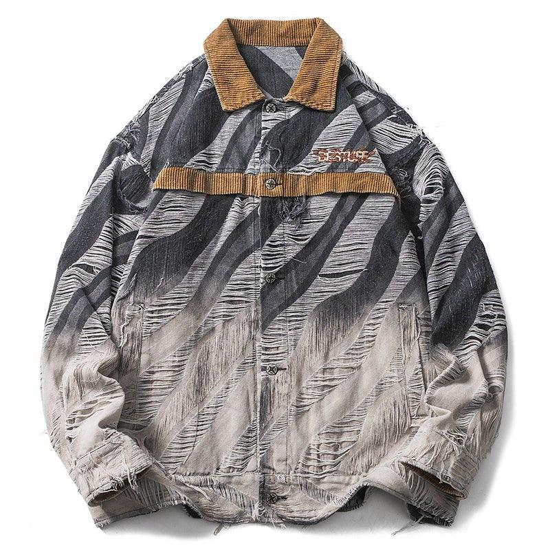 1984 Distressed Denim Jacket Gradient Color 1984