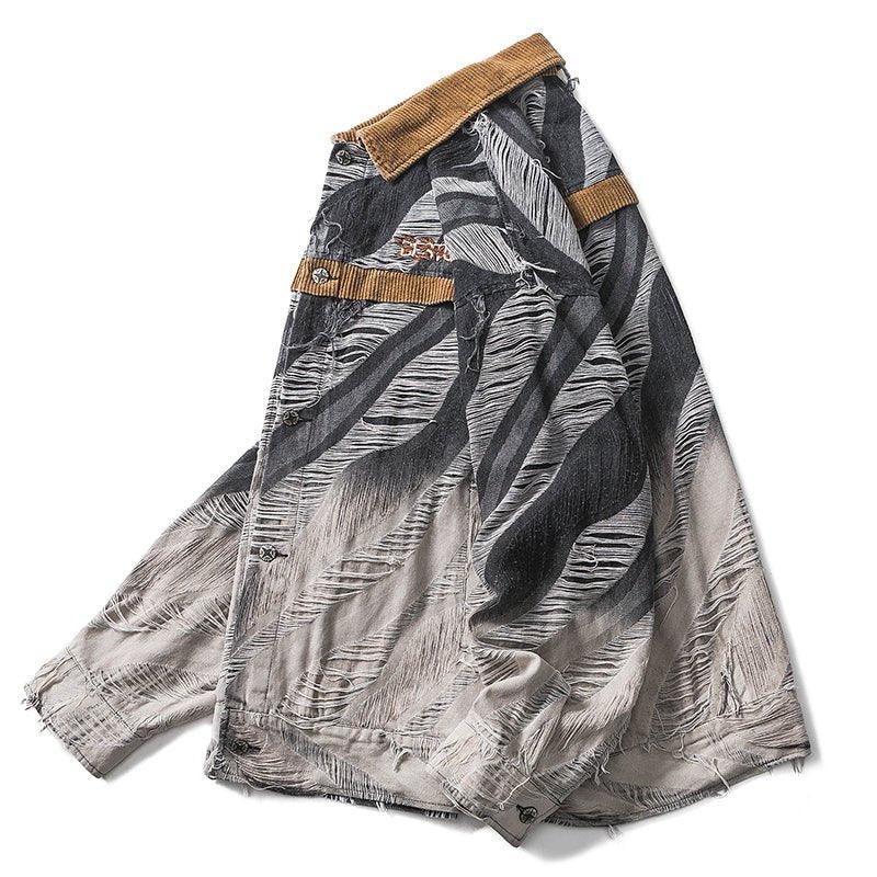 1984 Distressed Denim Jacket Gradient Color 1984