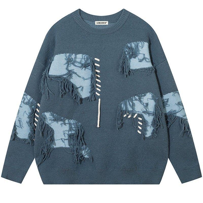 1984® Distressed Knit Sweater Color Block Patch - 1984brand
