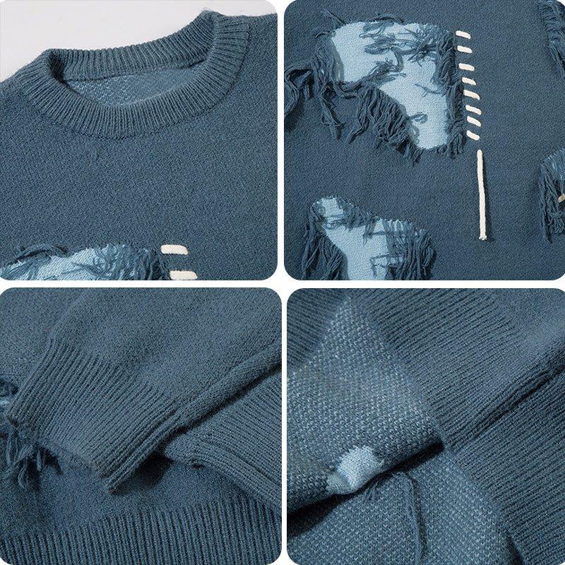 1984® Distressed Knit Sweater Color Block Patch - 1984brand