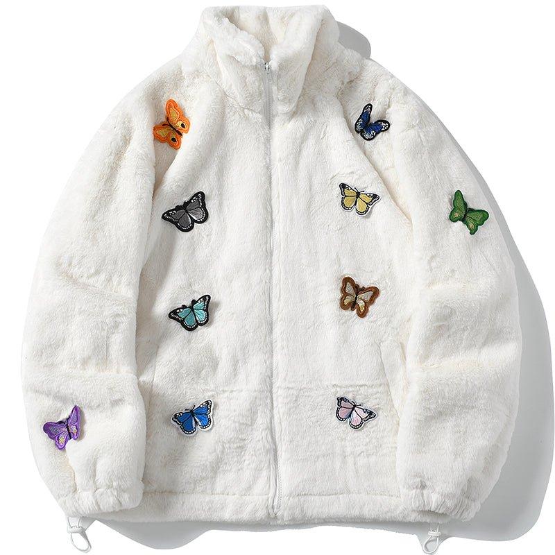 1984 Faux Fur Winter Coat Colorful Butterfly 1984